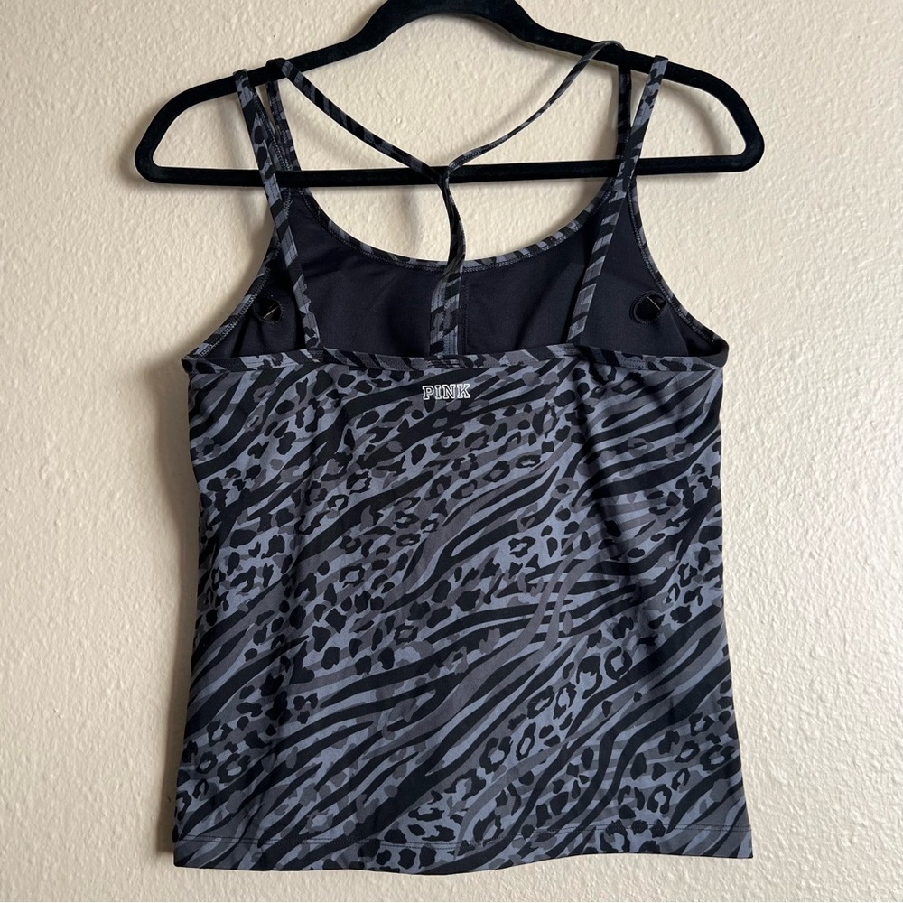 Victoria’s Secret Sport PINK Leopard Zebra Print Tank Cami Built In Bra Size M - Picture 6 of 8